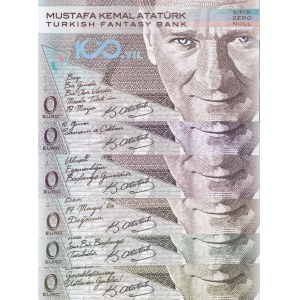 Türkiye, 0 Euro, 2019, UNC, FANTASY BANKNOTES, (Total 6 banknotes)