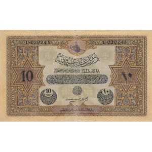 Turkey, Ottoman Empire, 10 Lira, 1918, VF, p110a, Cavid / Hüseyin Cahid