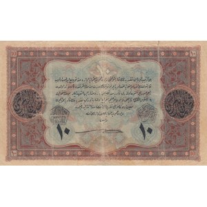 Turkey, Ottoman Empire, 10 Lira, 1918, VF, p110a, Cavid / Hüseyin Cahid