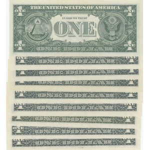 Unıted States of America, 1 Dollar (9), 1963/1988, UNC, p443/p468/p480, NICE NUMBERS, (Total 9 banknotes)