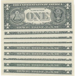 Unıted States of America, 1 Dollar (9), 1981/1995, UNC, p468/p480/p496, NICE NUMBERS, (Total 9 banknotes)