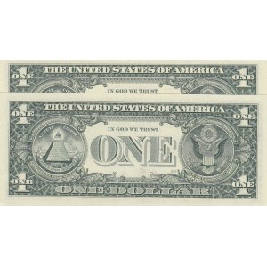 United States of America, 1 Dollar (2), 1995/2009, UNC, p496/4p530, TWIN BANKNOTES, (Total 2 banknotes)