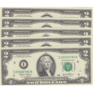 United States of America, 2 Dollars, 2003, UNC, p516a, (Total 5 Consecutive Banknotes)