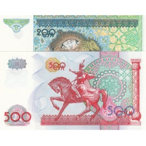 Uzbekistan, 200 Sum and 500 Sum, 1997/1999, UNC, p80/p81, (Total 2 banknotes)