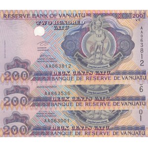 Vanuatu, 200 Vatu, 1995, UNC, p8a, (Total 3 Banknotes)