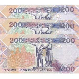 Vanuatu, 200 Vatu, 1995, UNC, p8a, (Total 3 Banknotes)
