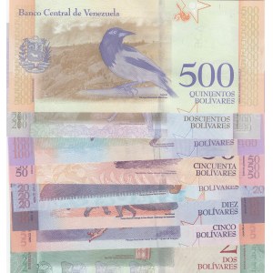 Venezuela, 2 Bolivares, 5 Bolivares, 10 Bolivares, 20 Bolivares, 50 Bolivares, 100 Bolivares, 200 Bolivares and 500 Bolivares, 2018, UNC, (Total 8 banknotes)