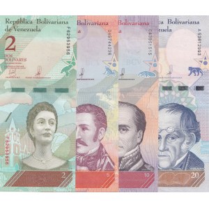 Venezuela, 2 Bolivares, 5 Boivares, 10 Bolivares and 20 Bolivares, 2018, UNC, (Total 4 banknotes)