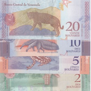 Venezuela, 2 Bolivares, 5 Boivares, 10 Bolivares and 20 Bolivares, 2018, UNC, (Total 4 banknotes)