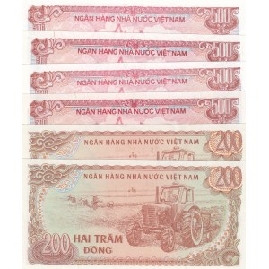 Vietnam, 200 Dong ve 500 Dong, 1987, UNC, p100a/ p101a, (Total 6 Banknotes)