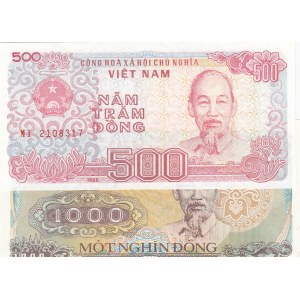 Vietnam, 500 Dong and 1000 Dong, 1988, UNC, p101a/ p102a, (Total 2 Banknotes)