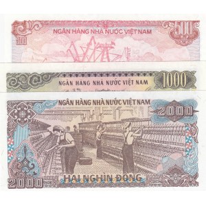 Vietnam, 500 Dong, 1000 Dong and 2000 Dong, 1988, UNC, p101a/ p106a, p107a, (Total 3 Banknotes)