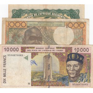 West African States, 3 Pieces Mixing Condition Banknotes