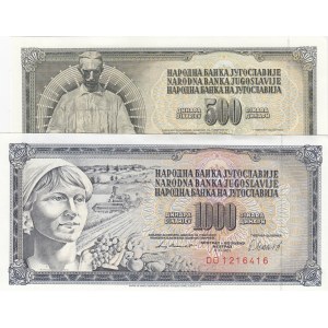 Yugoslavia, 500 Dinara and 1000 Dinara, 1981, UNC, p91 / p92, (Total 2 banknotes)