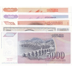 Yugoslavia, 5 Pieces UNC Banknotes