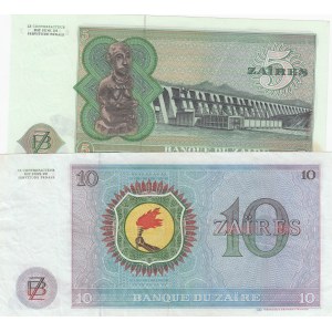 Zaire, 5 Zaires and 10 Zaires, 1977, AUNC, p21b/ p23b, (Total 2 Banknotes)