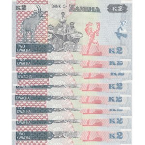 Zambia, 2 Kwacha, 2012, UNC, p49a, (Total 8 Consecutive Banknotes)
