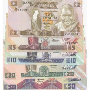 Zambia, 5 Pieces UNC Banknotes