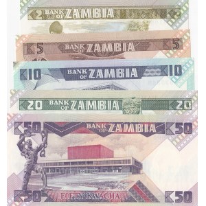 Zambia, 5 Pieces UNC Banknotes