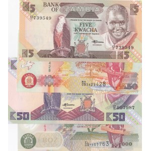 Zambia, 4 Pieces UNC Banknotes