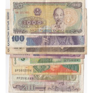 Pakistan, Kazakhstan and Vietnam, FINE / VF, (Total 8 banknotes)