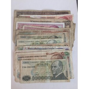 MIX LOT, Greece, Honduras, Cyprus, Nigeria, Hungary, Romania, Saudi Arabia, Turkey, Serbia, Guetemala, Qatar, Azerbaijan, Unıted States Of America, Indonesia, Turkmenistan, Ukraine, Georgia, Tacijistan and Bulgaria, (Total 65 banknotes)