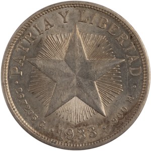 Cuba 1933 Silver 1 Peso