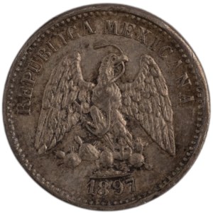 Mexico 1897 Cn M Silver 5 Centavos Mint Error