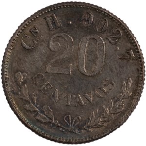 Mexico 1904 Cn H Silver 20 Centavos