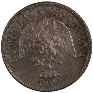Mexico 1904 Cn H Silver 20 Centavos