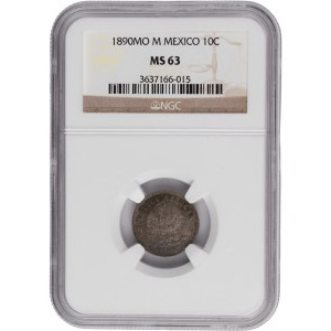 Mexico 1890 Mo M Silver 10 Centavos