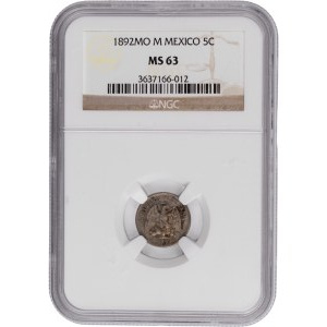 Mexiko 1892 Mo M Silber 5 Centavos
