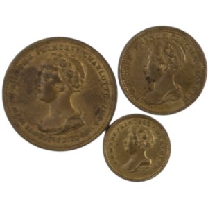 Great Britain 1817 Tokens 5 Integers, 1 Integer, 1/10 Decem. Princess Charlotte (3 Pieces)