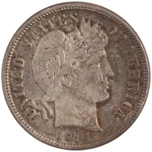 United States 1914-D Silver Barber Dime 10 Cents