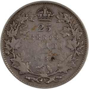 Canada 1936 25 Cents Dot