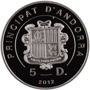 Andorra 2012 Silver 5 Dinars Golden Eagle with F15 Privy