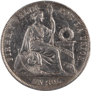 Peru 1872 YJ Silver 1 Sol