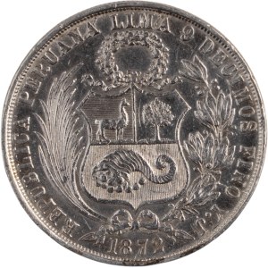 Peru 1872 YJ Silver 1 Sol