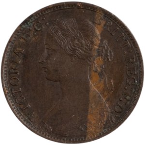 Grande-Bretagne 1869 Farthing Overdate (surdate)