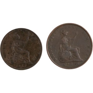 Great Britain 1831, 1882H Half Penny Lot (2 Pieces)