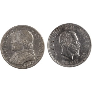 Italy, Papal States 1866 & 1867 Lira (2 Pieces)