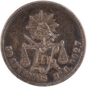 Mexico 1894 Ho G Silver 50 Centavos