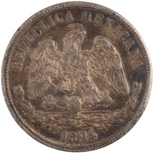 Mexico 1894 Ho G Silver 50 Centavos