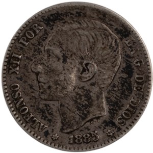 Spain 1885 (86) Silver 1 Peseta
