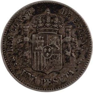 Spain 1885 (86) Silver 1 Peseta