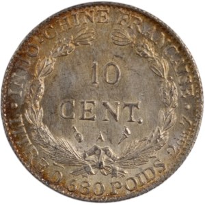 Francúzska Indočína 1922 Strieborné 10 centov