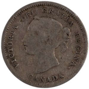 Canada 1880H Silver 5 Cents Lamination Error