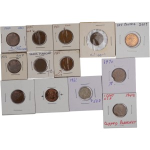 Canada Clipped Planchet Error Coin Lot (13 Pieces)