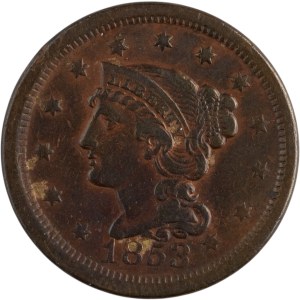 United States 1853 1 Cent Liberty Head