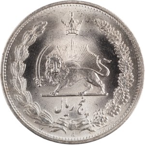 Iran 1933/1 AH1312/0 Silver 5 Rials